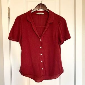 Abercrombie & Fitch Women’s short sleeve rust collared button up Size M Gauze